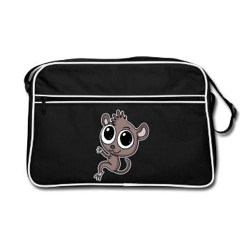 Koboldmaki Koboldmakis Primat - Retro Tasche - Schwarz/Weiß - Vorne