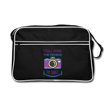 T-Shirt mit Spruch lustigem Spruch Geschenkidee - Retro Tasche - Schwarz/Weiß - Vorne