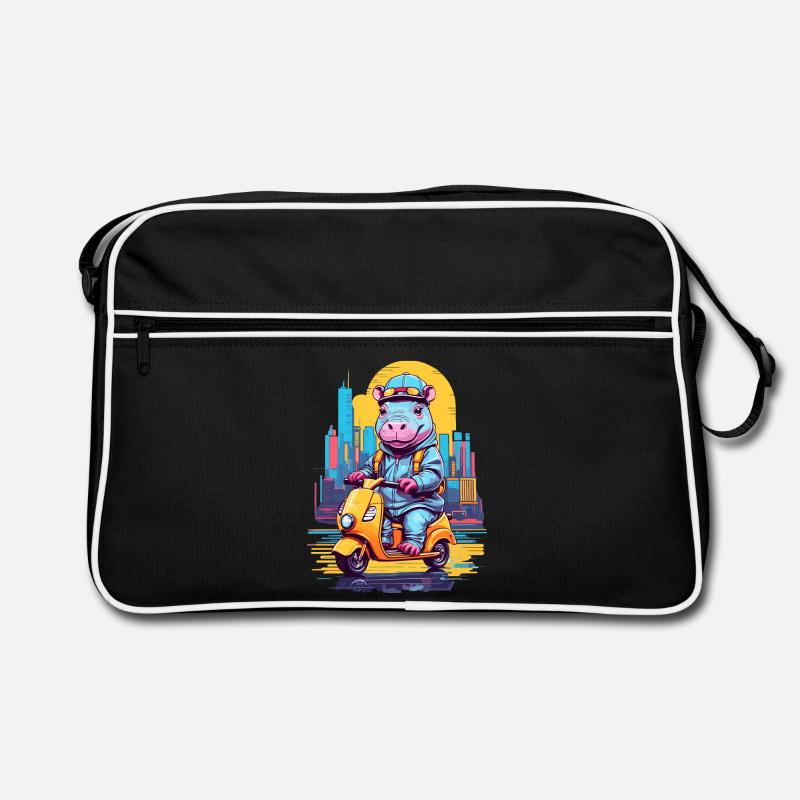Nilpferd auf Roller Retro Tasche