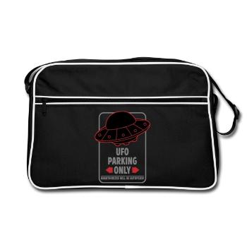 Ufo Parking Only | Colors changeable - Retro Bag - black/white - Front