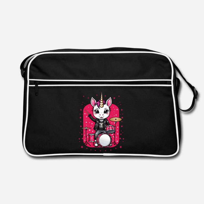 Punk Rock Einhorn - Retro Tasche - Schwarz/Weiß
