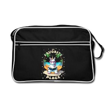 Licorne avec livre - Sac Retro - noir/blanc - Devant