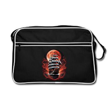 Piraten Schiff Blutmond Gothic Fantasy Design - Retro Tasche - Schwarz/Weiß - Vorne