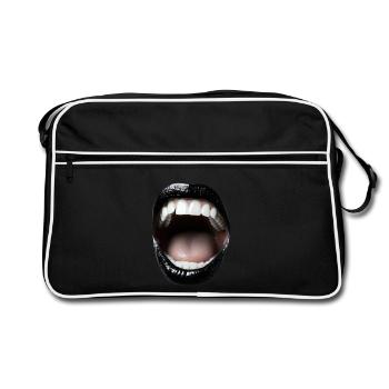 Open mouth with black lipstick - Retro Bag - black/white - Front