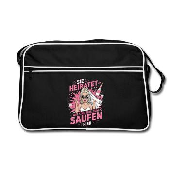 Funny German Hen Party Sie Heiratet Design - Sac Retro - noir/blanc - Devant