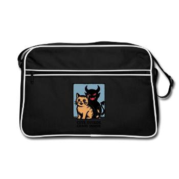 Mignon Extérieur Chaos À L’intérieur Diabolique Chat Drôle Chemise - Sac Retro - noir/blanc - Devant