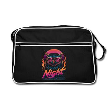 Nachteule Lustige Eulenliebhaberin Nachteule - Retro Tasche - Schwarz/Weiß - Vorne