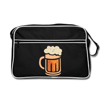 Beer Mug with Foam – Funny Cartoon Design - Retro Bag - black/white - Front