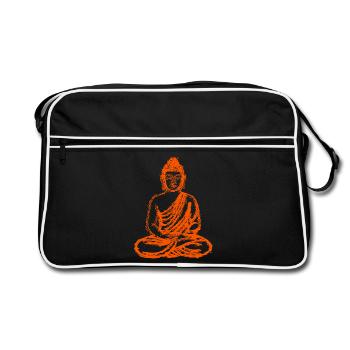 Bouddha – Neon Glitch Art Spirituel - Sac Retro - noir/blanc - Devant