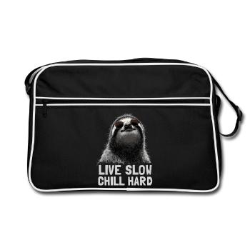 Chilled sloth with sunglasses - Retro Bag - black/white - Front