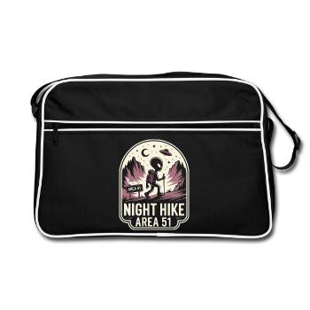 Lustige Gegend 51 Alien UFO Wanderung Wandern - Retro Tasche - Schwarz/Weiß - Vorne