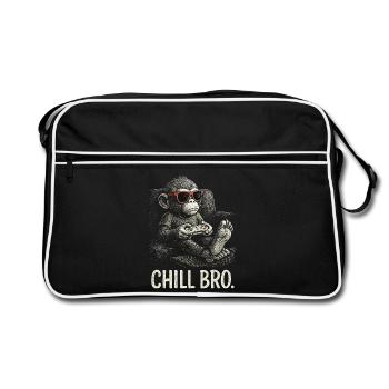 Chill Bro Cooler Affe Sonnenbrille Gamer Geschenki - Retro Tasche - Schwarz/Weiß - Vorne