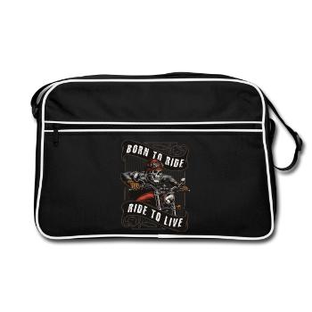 Né pour Rouler - Rouler pour Vivre - Sac Retro - noir/blanc - Devant