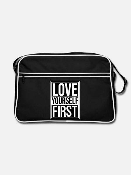 Love Yourself First Self-Love Self-Care - Retro Bag - black/white - Front