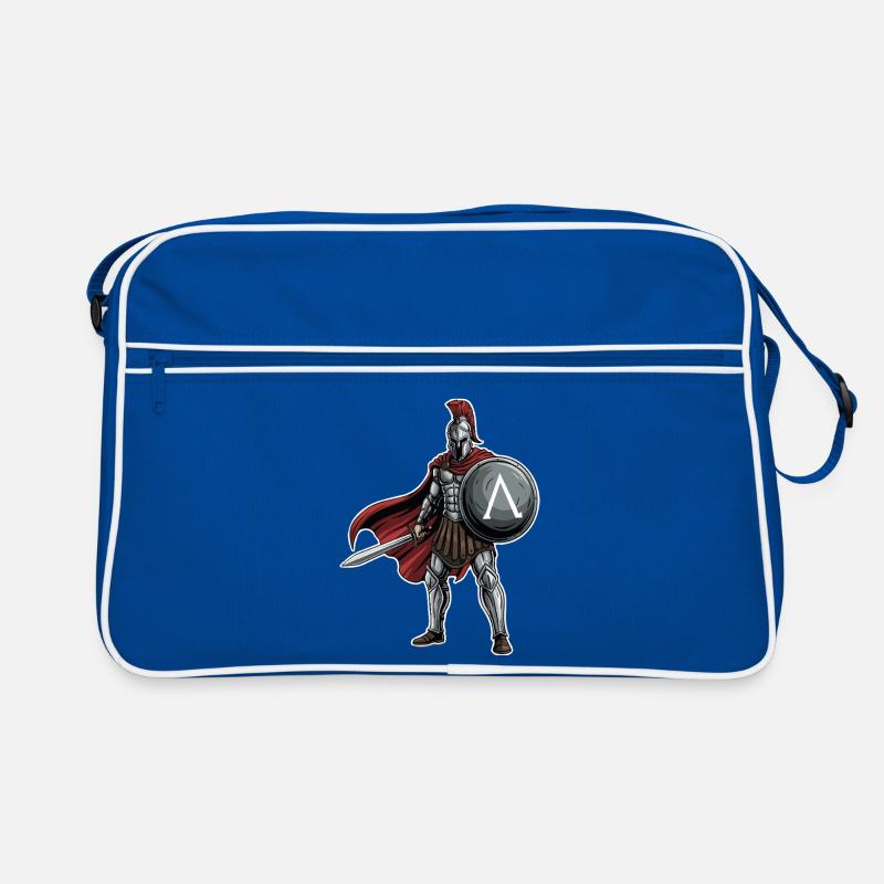 Hoplitisches Spartanisches Lambda-Schild-Schwert-Maskottchen Retro Tasche