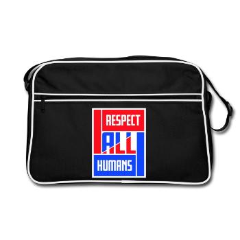 Respect All Humans Statement Humanity Saying - Retro Bag - black/white - Front
