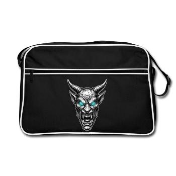 Démon Cornu Totem Gothique Yeux Bleus de Glace - Sac Retro - noir/blanc - Devant