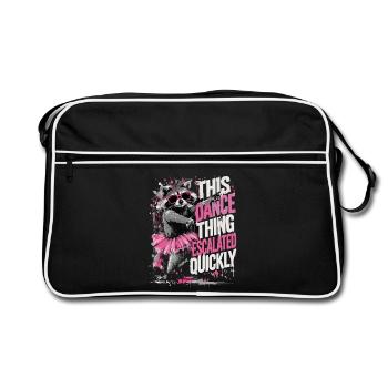 Raton Laveur Danseur Tutu Rose Humour Fun - Retro Tasche - Schwarz/Weiß - Vorne