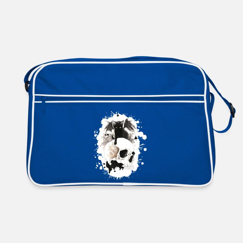 Chat sorcier sur un crâne Sac Retro