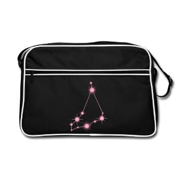 Capricorn Star Constellation Zodiac Pastel Pink - Retro Bag - black/white - Front