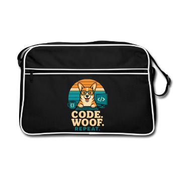 Code Woof Programmeur Répétition Corgi - Sac Retro - noir/blanc - Devant