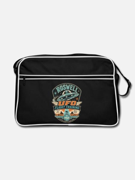 ROSWELL UFO FLIGHT TRAINING - Retro Tasche - Schwarz/Weiß