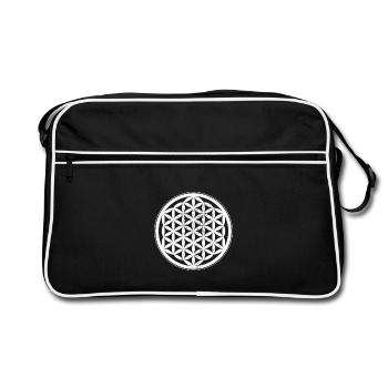 Lebensblume Flower Of Life Blume des Lebens Yoga - Retro Bag - black/white - Front