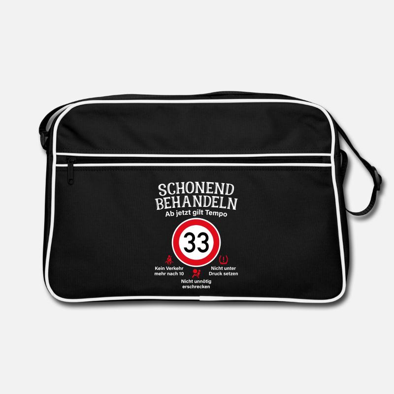 33. Geburtstag Schonend Behandeln 33 Tempolimit 33 - Retro Tasche - Schwarz/Weiß