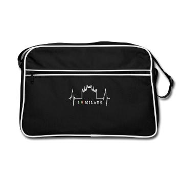 Milan Skyline Italie Heartbeat Fan Love Milano - Sac Retro - noir/blanc - Devant