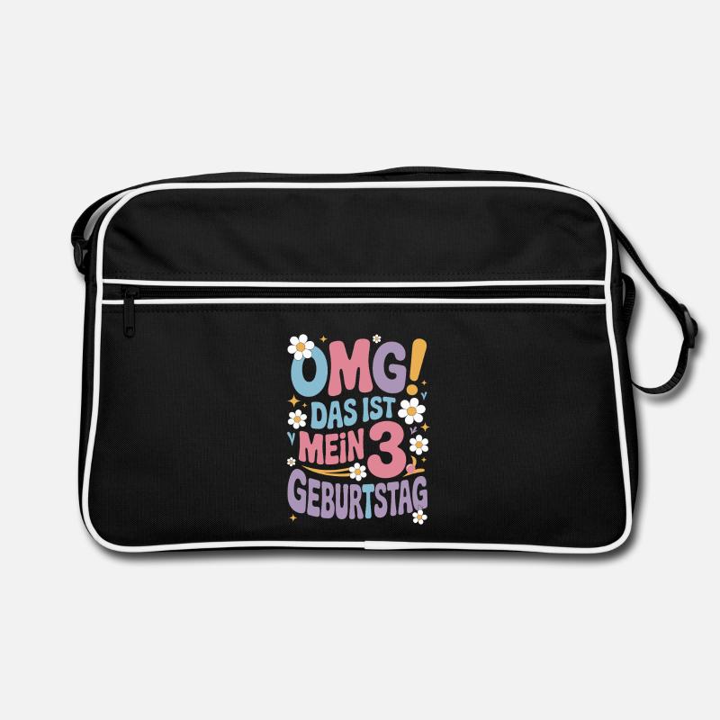 3. Geburtstag Mädchen Das Ist Mein 3. Geburtstag - Retro Tasche - Schwarz/Weiß