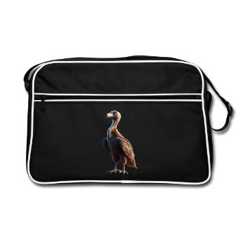 Geier Greifvogel Aasgeier Vulture Süßer Geier - Retro Tasche - Schwarz/Weiß - Vorne