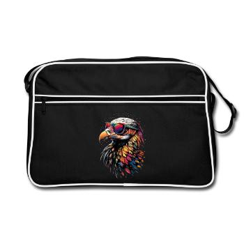 Geier Greifvogel Aasgeier Vulture Süßer Geier - Retro Tasche - Schwarz/Weiß - Vorne