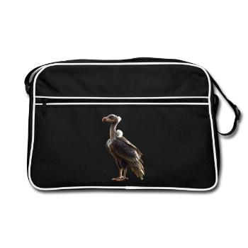 Geier Greifvogel Aasgeier Vulture Süßer Geier - Retro Tasche - Schwarz/Weiß - Vorne