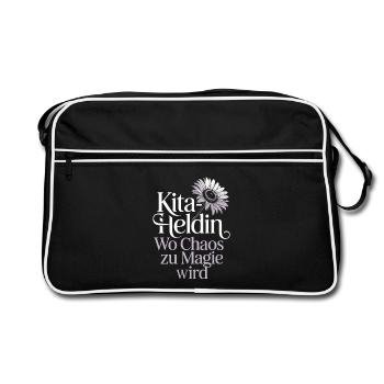 Héroïne de la garderie : où le chaos devient magique : enseignante de maternelle - Sac Retro - noir/blanc - Devant