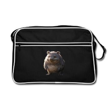 Wombat Australien Beuteltier Süßer Wombat - Retro Tasche - Schwarz/Weiß - Vorne