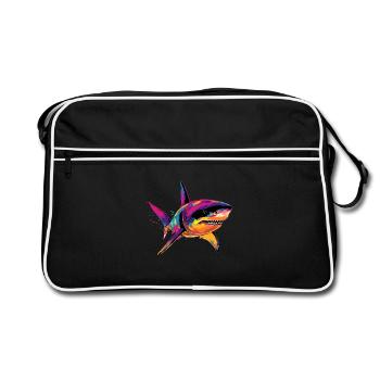 requin requin tigre requin plongeur requins mignons grand requin blanc - Sac Retro - noir/blanc - Devant