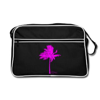 Neon Pink Palm Tree Silhouette - Retro Bag - black/white - Front