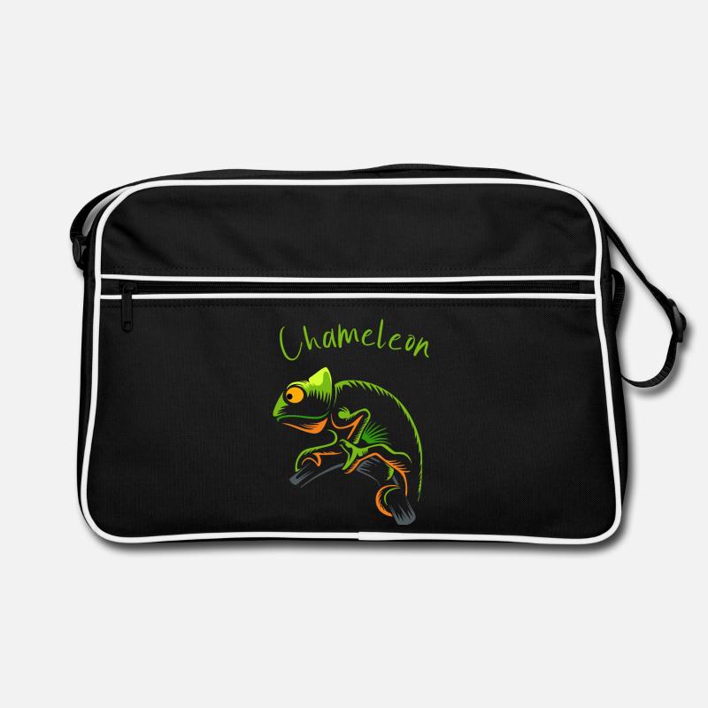 Vivid Chameleon Illustration for Nature Lovers Retro Bag