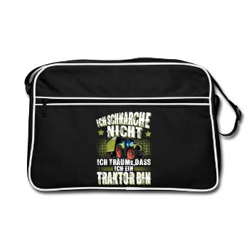 Landwirt Traktor Spruch - Retro Tasche - Schwarz/Weiß - Vorne