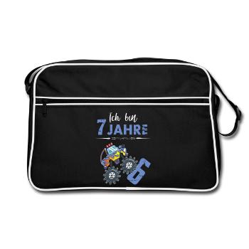 Ich bin 7 Jahre - Retro Tasche - Schwarz/Weiß - Vorne