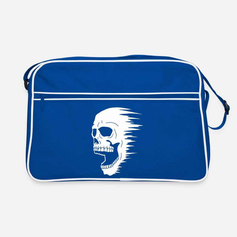 Weißer Schädel und Geschwindigkeit Retro Tasche