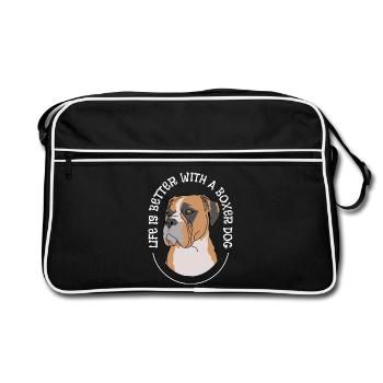Boxer Dog La vie est meilleure avec un boxer Dog - Sac Retro - noir/blanc - Devant