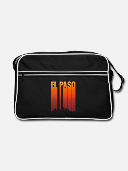 El Paso Skyline Sonnenuntergang - Retro Tasche - Schwarz/Weiß - Vorne