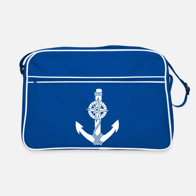 White anchor compass Retro Bag