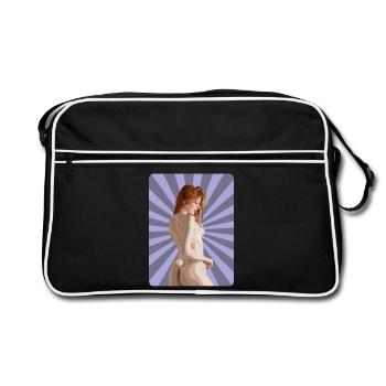 Sexy T-Shirt Redhead Girl Woman Pinup Comic Pop - Sac Retro - noir/blanc - Devant