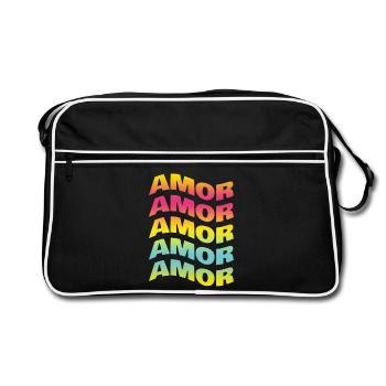 t-shirt amor amore love Liebe amour t-shirt - Retro Bag - black/white - Front