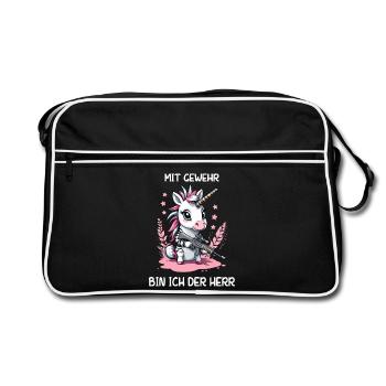 Licorne avec fusil de chasse - Sac Retro - noir/blanc - Devant