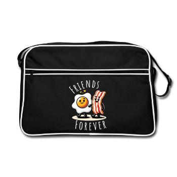 friends forever ham egg comic love - Retro Tasche - Schwarz/Weiß - Vorne