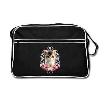 Chaton adorable et moelleux - Sac Retro - noir/blanc - Devant