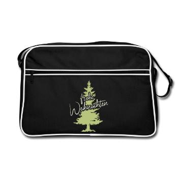 Merry Christmas Fir Forest Tree Spruce Symbol - Retro Bag - black/white - Front